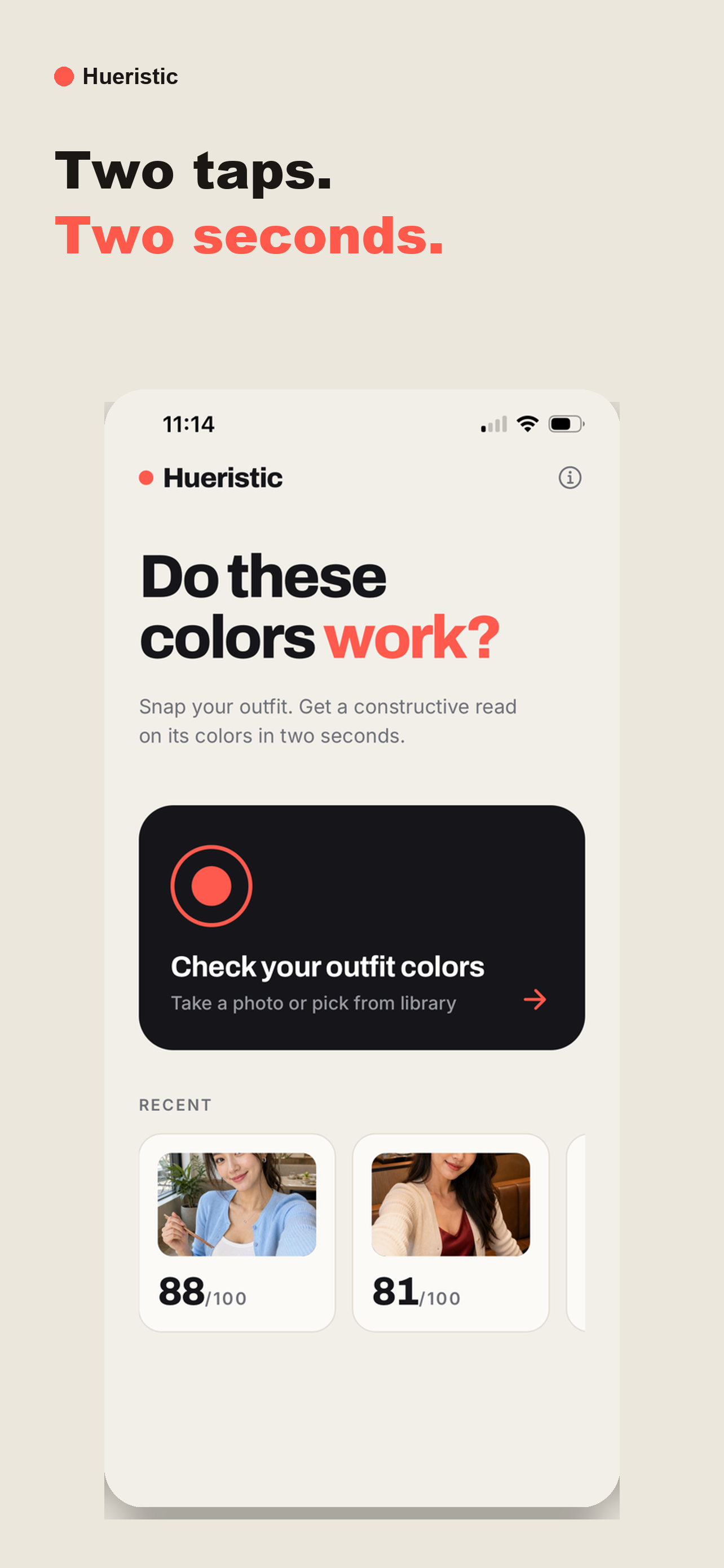 Hueristic result with palette and styling tip